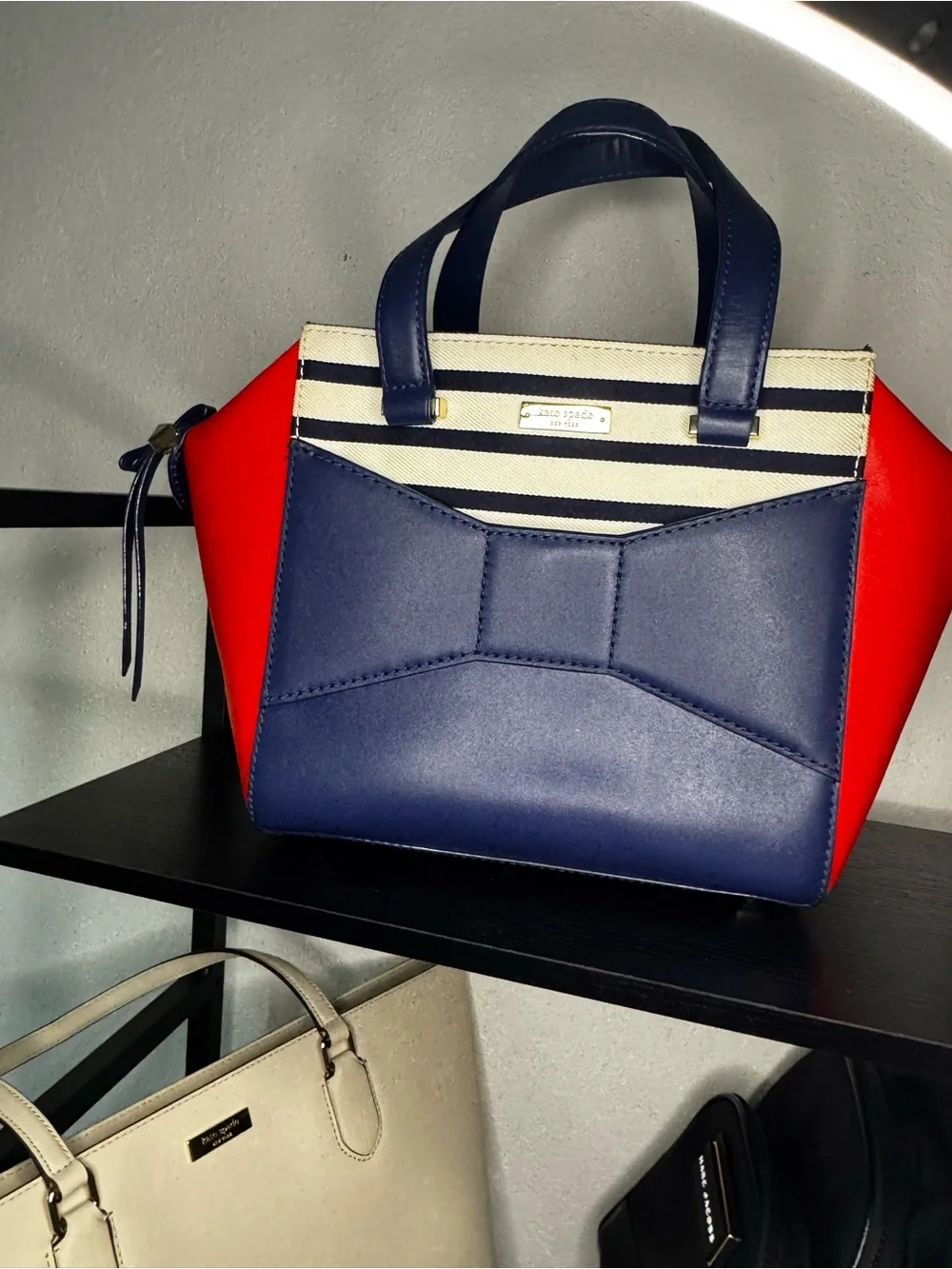 Kate Spade Striped Navy & Red Women's Satchel -